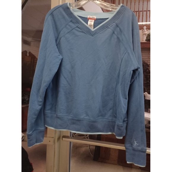 Vintage Danskin Now Womens Long Sleeve Top Blue Large - Picture 1 of 5